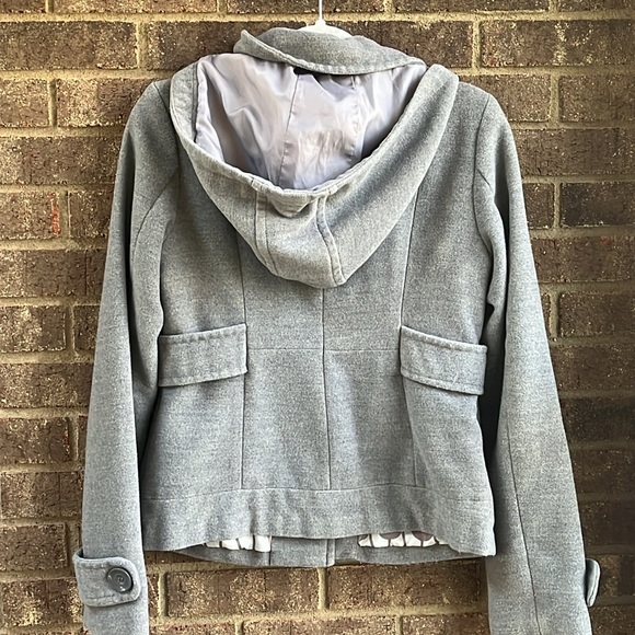 Tulle Anthropologie Cropped Pea Coat Marley Gray Medium - Picture 5 of 11